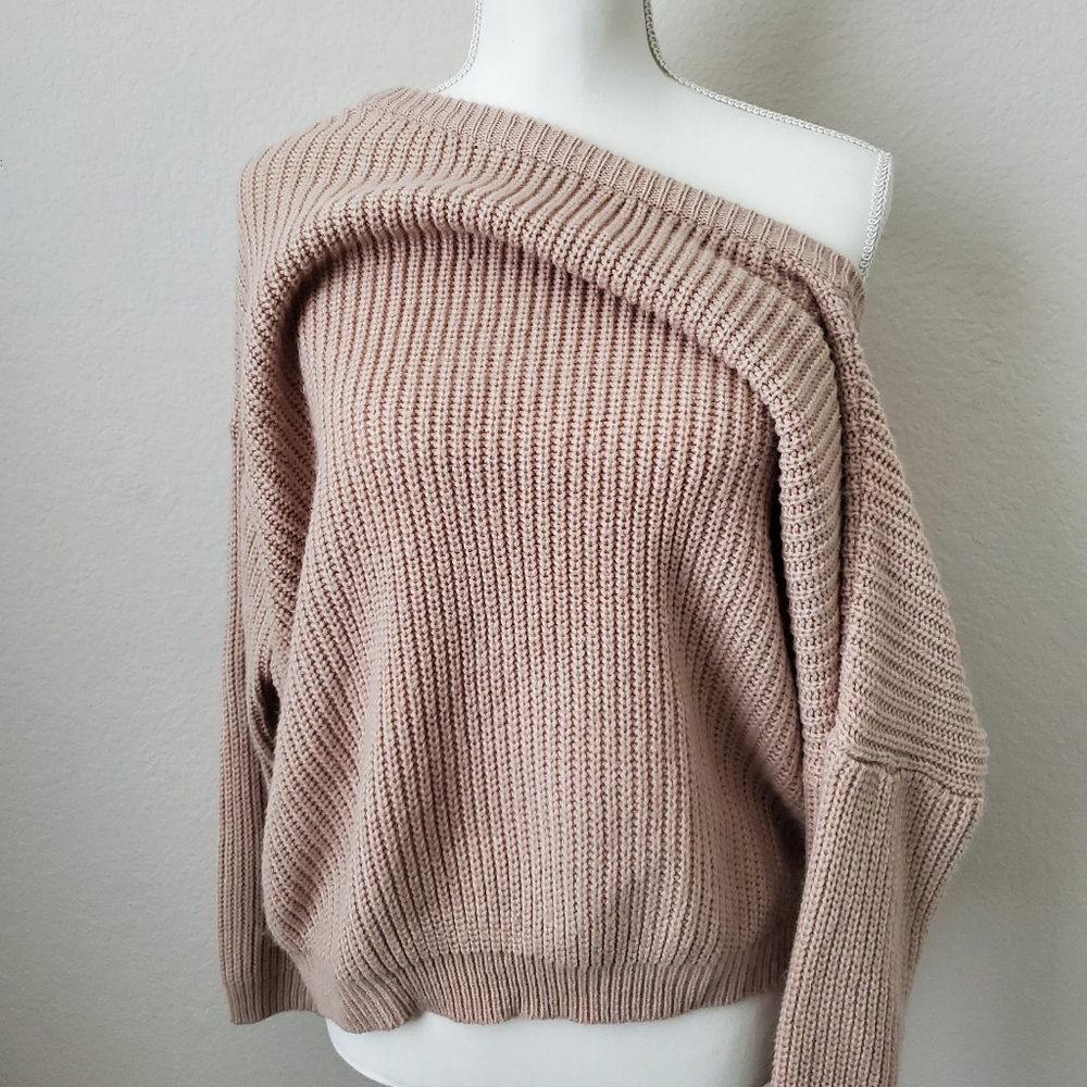 Lulu's oversized V neck Fall Camel Sweater